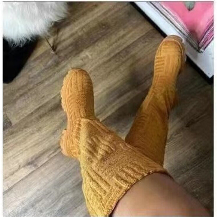 Women's Fashion Mid-tube Round Towel Boots