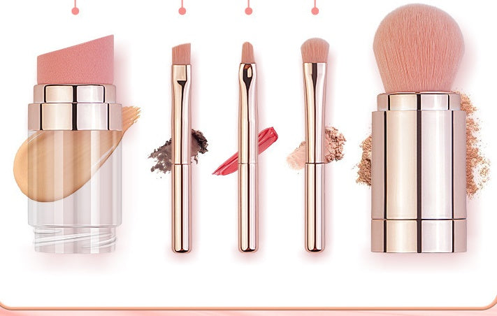 5-in-1 Makeup Brushes Multifunctional Portable Foundation Eyeshadow Puff Powder Maquillaje Cosmetic With Brush Cleaning Bowl