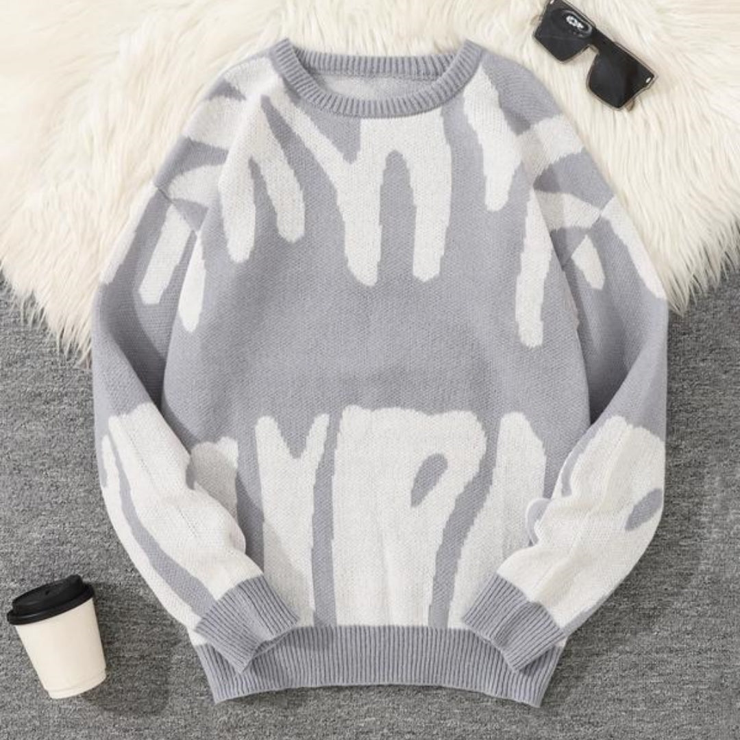 Men's Minimalist Printed Versatile Knit Sweater