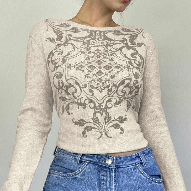Vaffelstrikket pullover med rund hals og pendlertemperament