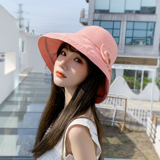 Women's Sunshade Summer Large Brim Bow Basin Hat