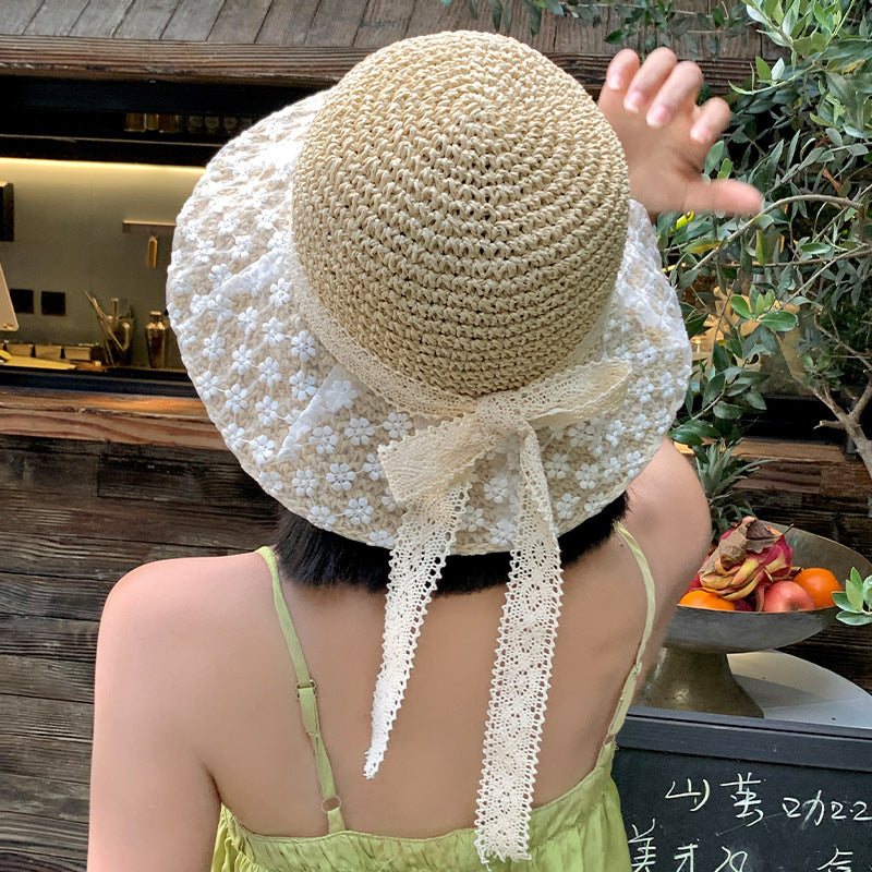 Women's Fashion Lace Bow Straw Hat