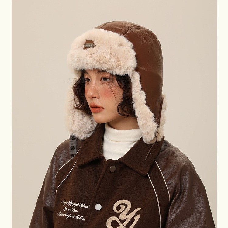 Autumn And Winter Men's And Women's Warm Vintage Leather Pilot Hat
