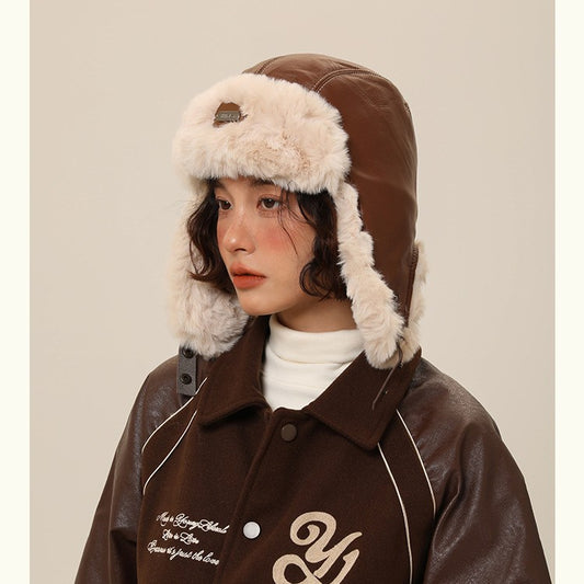 Autumn And Winter Men's And Women's Warm Vintage Leather Pilot Hat