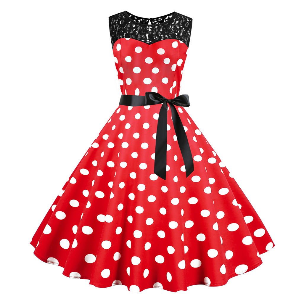 Women's Polka Dot Sleeveless Dress