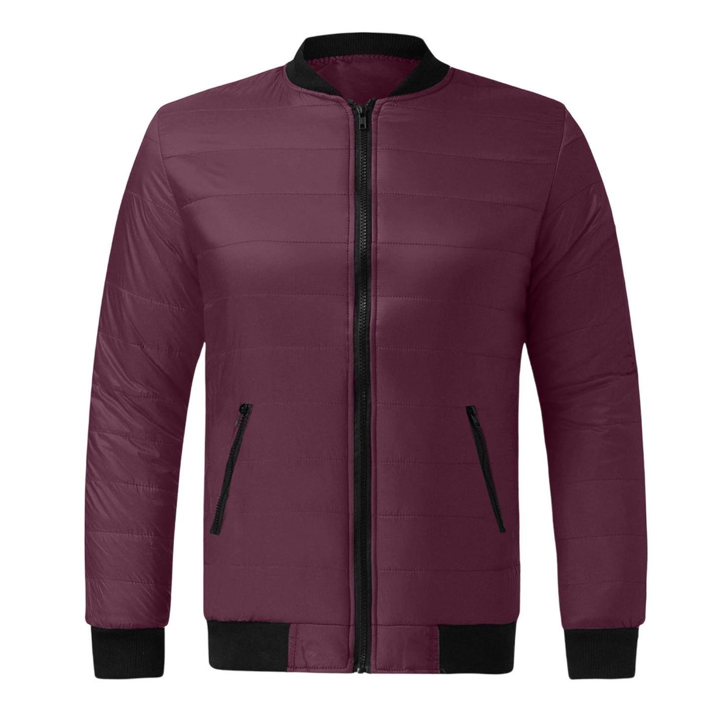 Mens Solid-Color Stand-Up Collar Cotton Padded Jacket Baseball Uniform