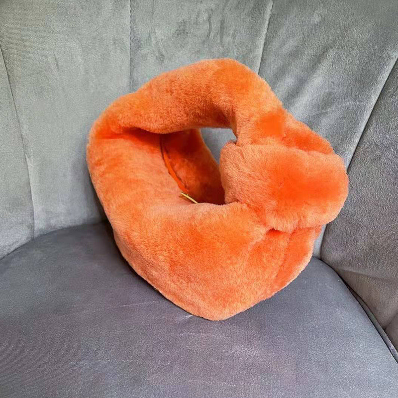 Ladies Hand Lamb Wool Knotted Cloud Bag