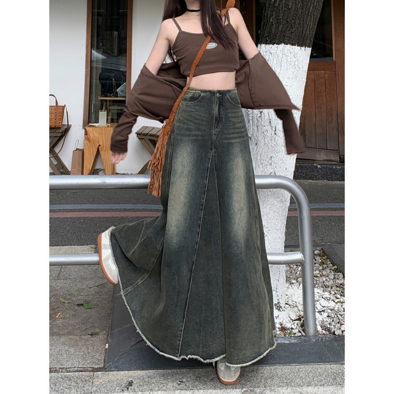 High Waist Slimming Mid Length A Line Sheath Fishtail Large Swing Skirt
