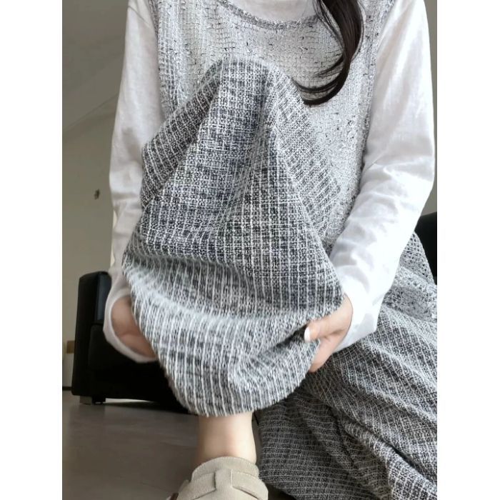 Atmosphere Gray Plaid Women Loose And Idle Slimming And Wide Leg Casual Pants