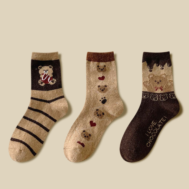Thick Socks Women's Pure Cotton Tide Medium Tube Cute Plus Velvet