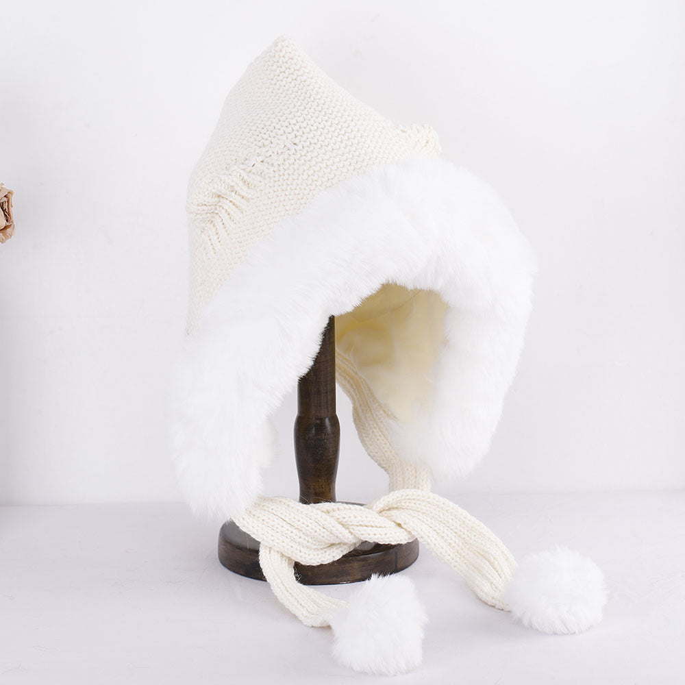 Cute Ears Thick Wool Hat Cape