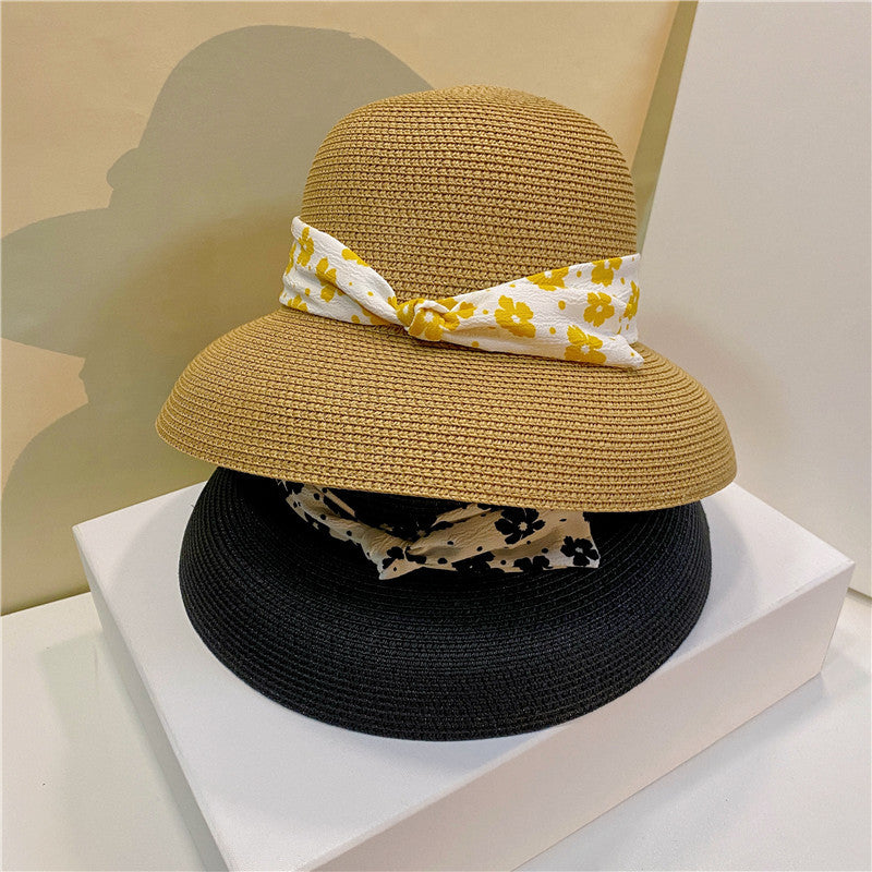Pastoral Style Sunshade Hat With Small Flower Straps