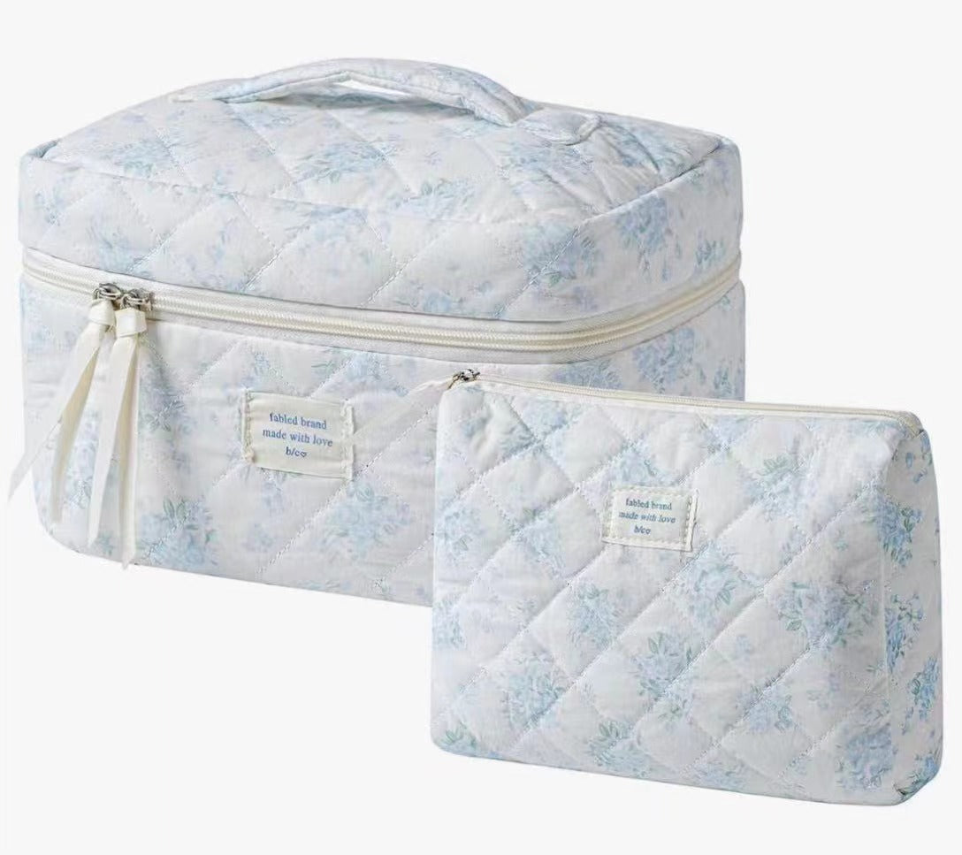 Small Floral Storage Portable Cosmetic Bag Large Capacity