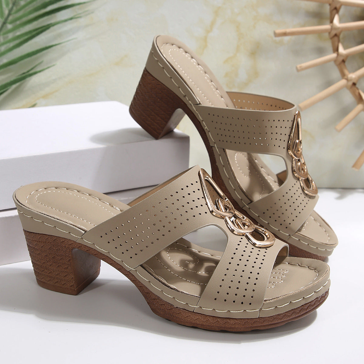 Wedge Platform Slippers Women's Shoes Chunky Heel Platform Fish Mouth I-shaped