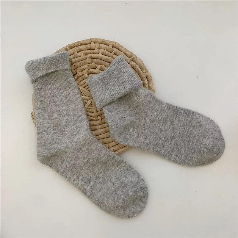 Japanese Winter Solid Color Thickened Warm Rabbit Wool Socks