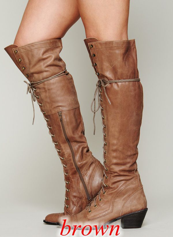New Womens Over-the-knee Boots With A Round-toe Design