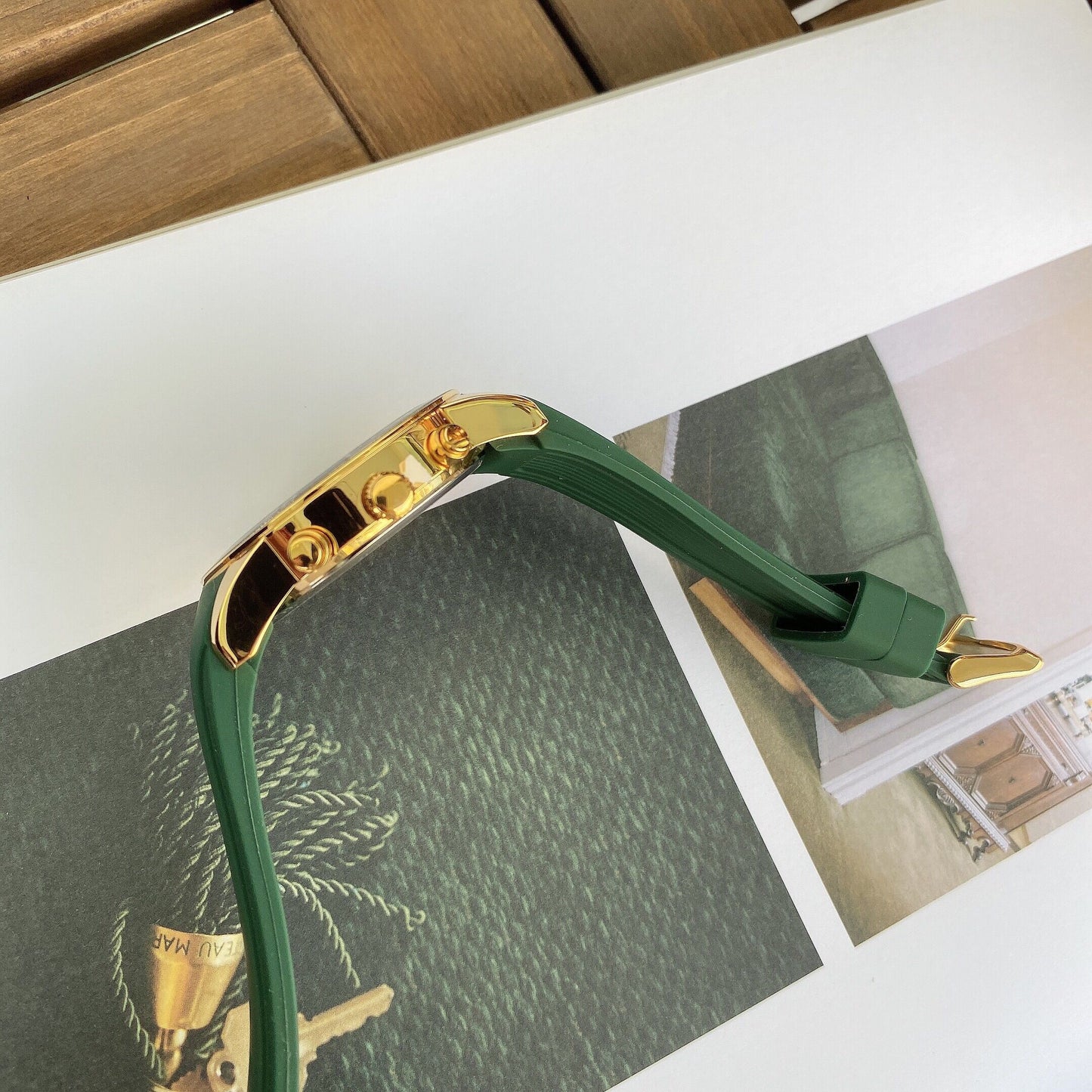 Watch Men's Silicone Belt Mori Malachite Green Phnom Penh Three Eyes Luminous Calendar