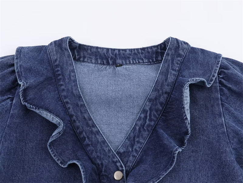 European And American Autumn Fashion Layered Denim Shirt