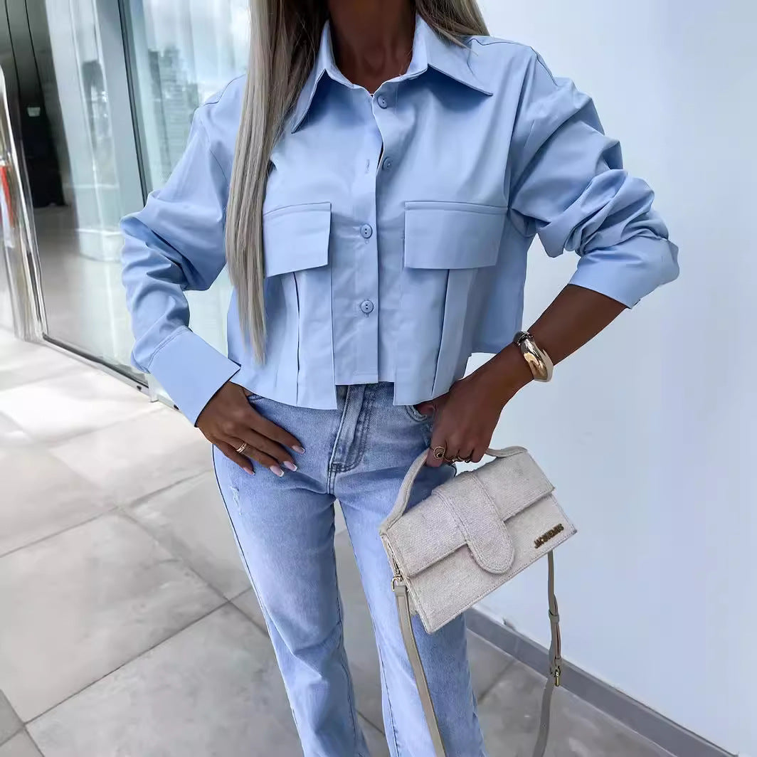 Fashion Loose-long Sleeve Button Shirt