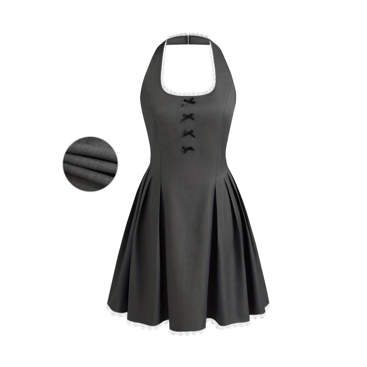 Waist-Cinched Slimming Butterfly-Knot Halter Dress