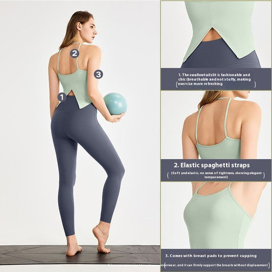 Yoga Clothes Vest Chest Pad Pilates Workout Underwear Sexy