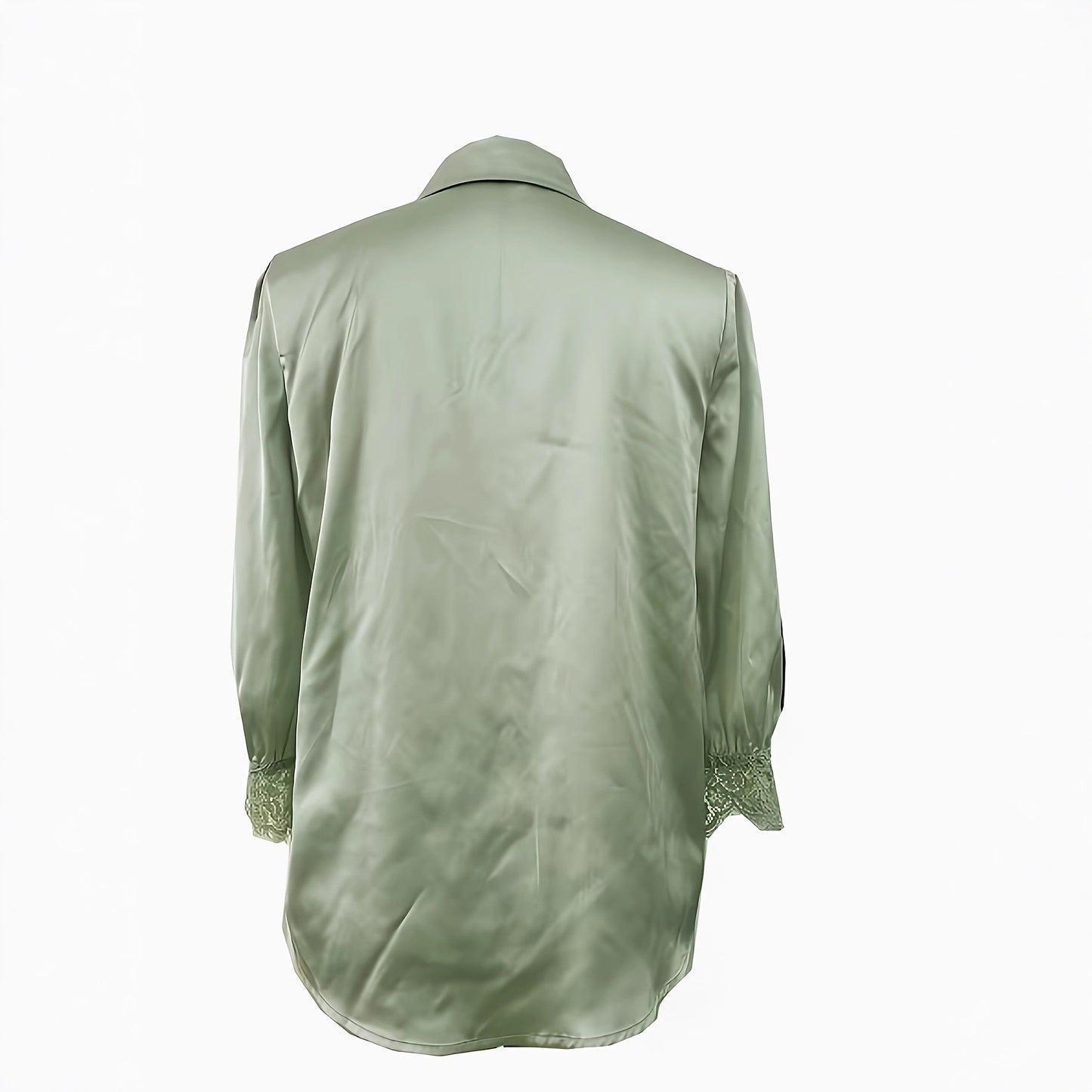 New Solid-color Lace Trimmed Patchwork Shirt