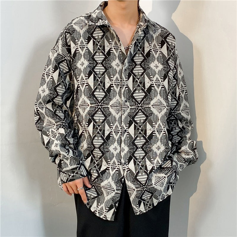 Loose Autumn And Winter Japanese-style Retro Ethnic Style Couple Long Sleeve Shirt