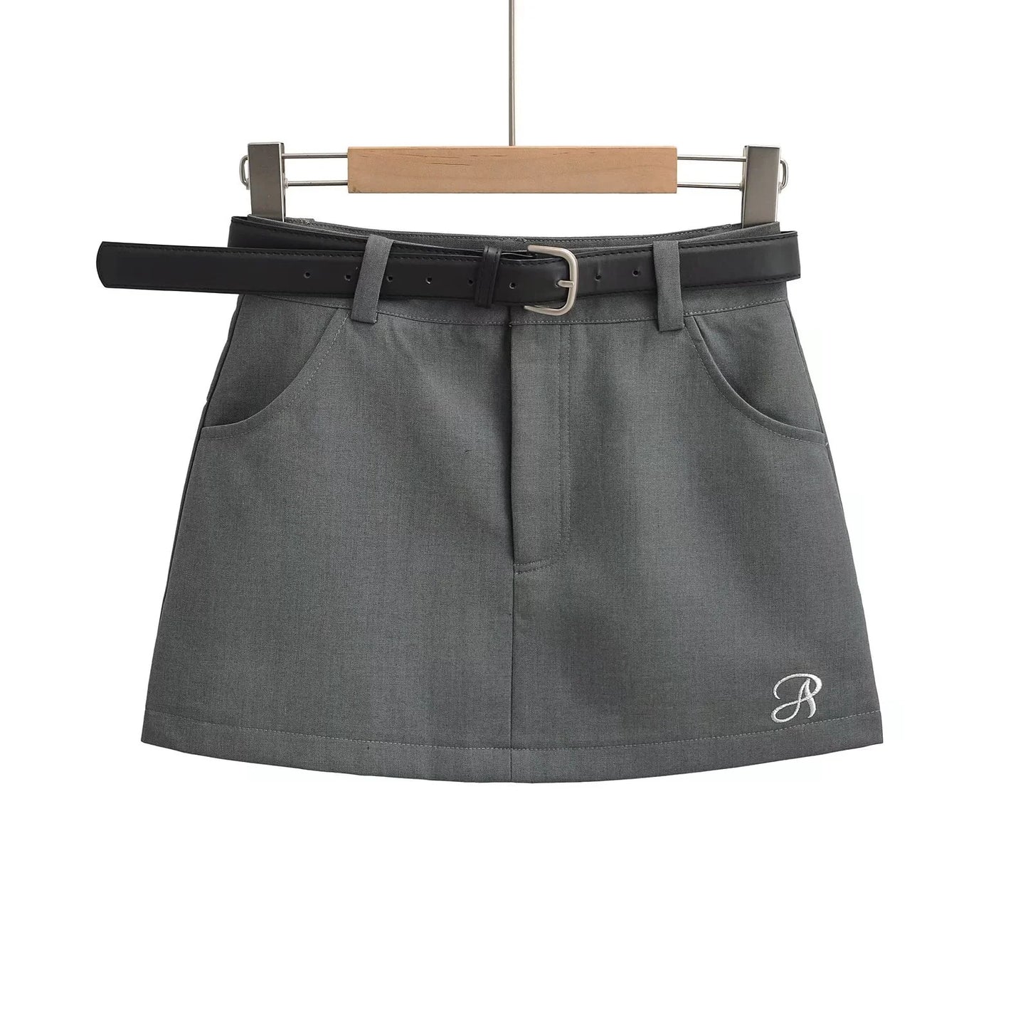 Letter Embroidery Anti-exposure High Waist Retro A- Line Short Skirt For Women