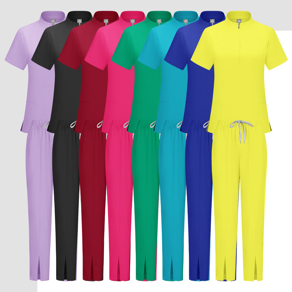 Solid-color Scrub Suit For Women