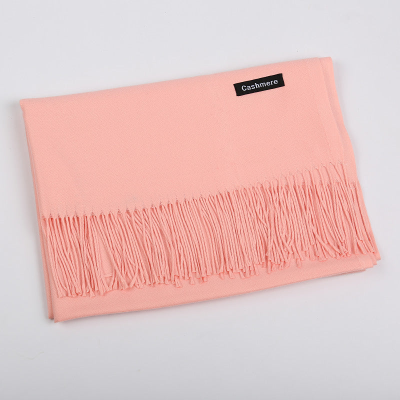 Solid Color Artificial Cashmere Scarf Female 220g Warm Shawl
