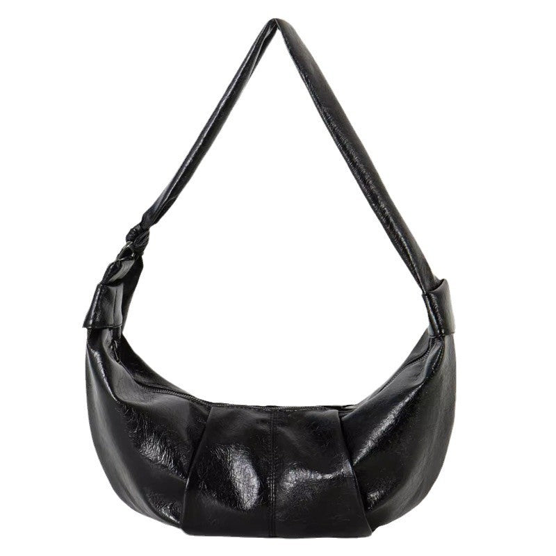 Large-capacity Retro French-style Instagrammable Niche Crossbody Bag A Croissant-shaped Pleated Bag