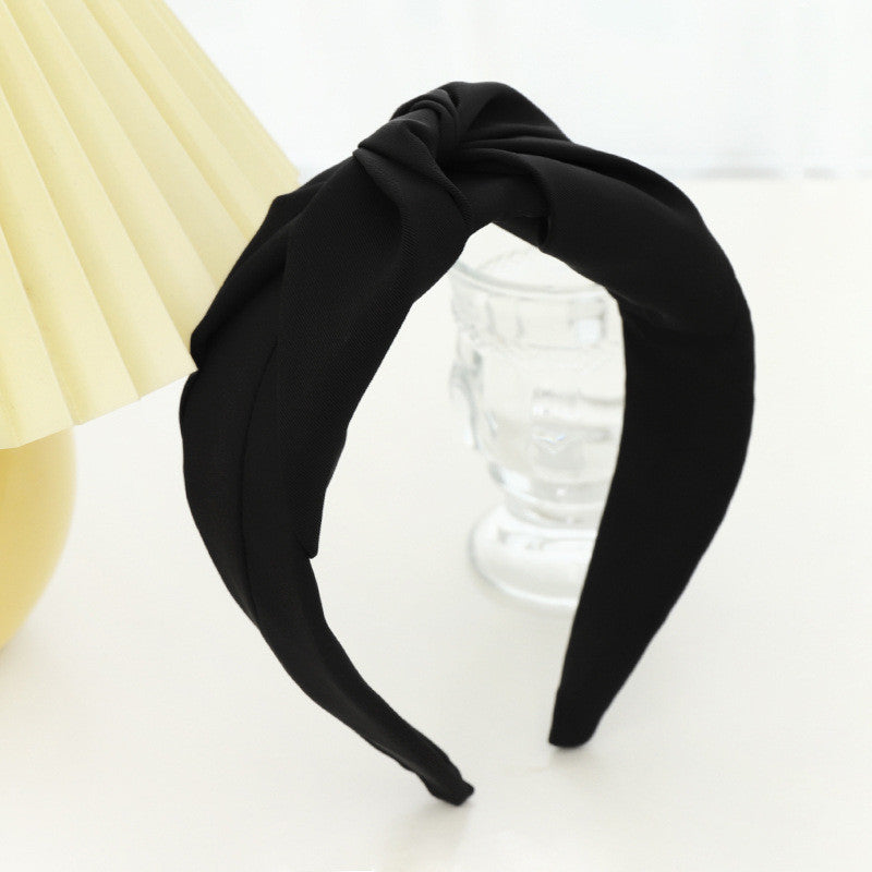 Pure Color Fabric Cross-knotted Headband Temperament Ladies