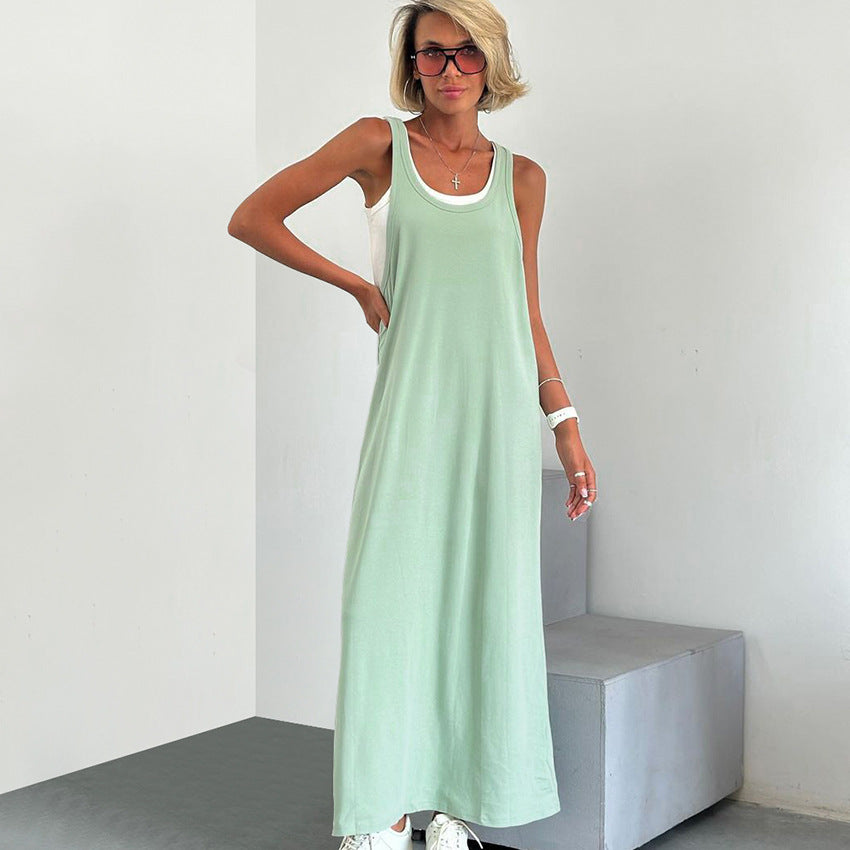 Vest And Nightgown Set Loose-fitting Long Dress Knitted