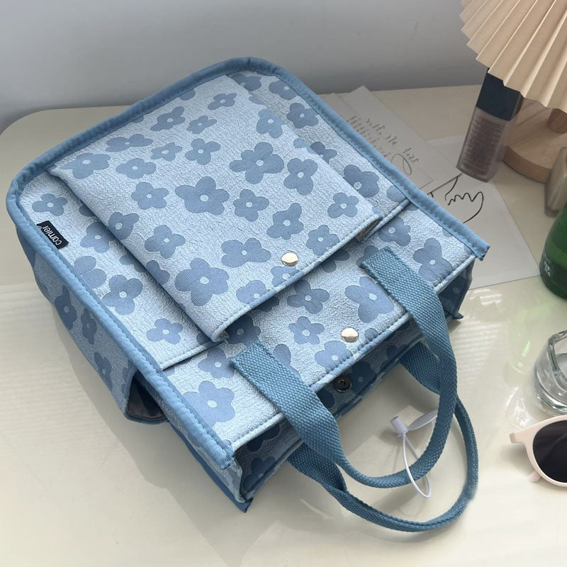 Three-dimensional Thickened Student Canvas Bag With Magnetic Buckle