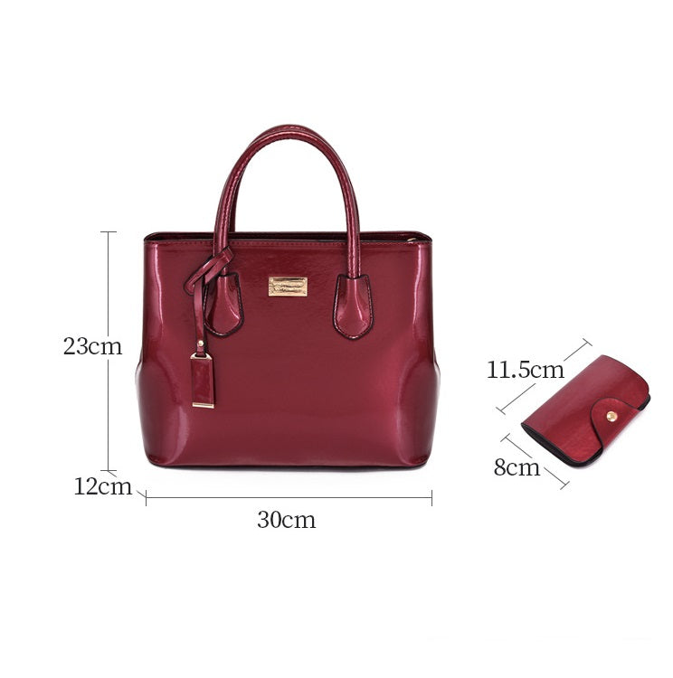 Glossy Handheld One Shoulder Crossbody Bag Ladies Two Piece Bags