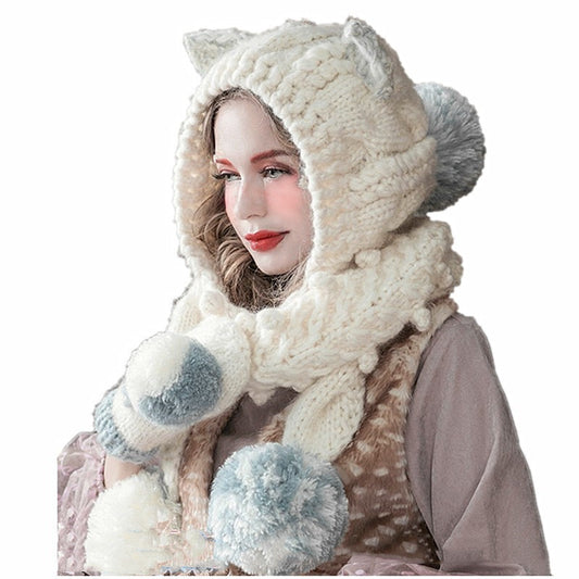 Hat Handmade Knitted Woolen Scarf Hat