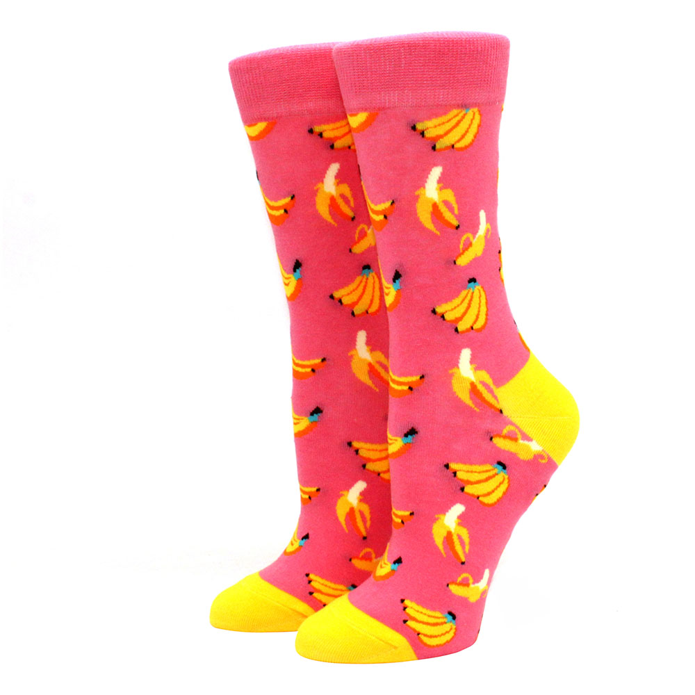 Colorful Women's Cotton Round Socks Funny Banana