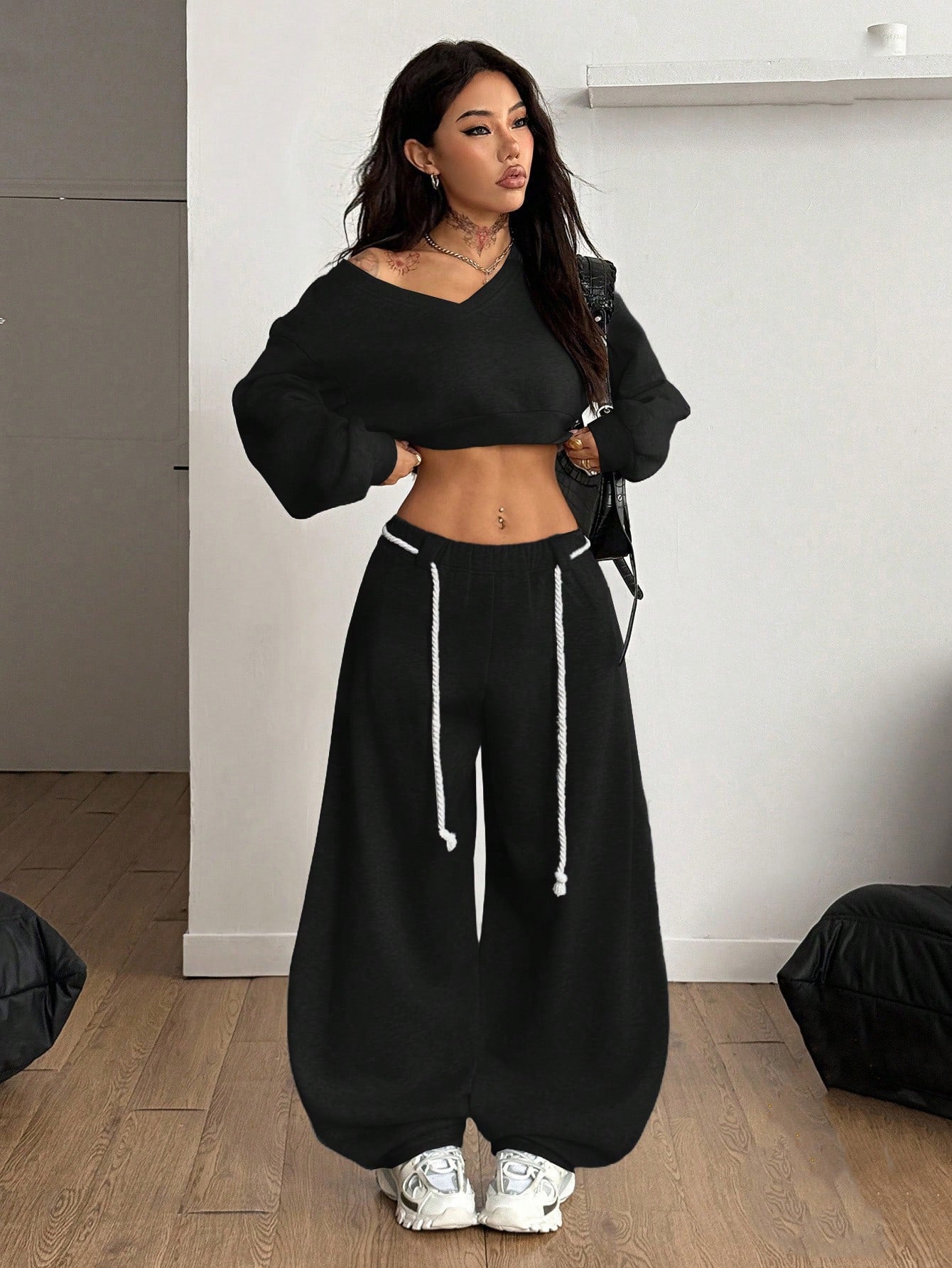 Women's Fashionable Long-sleeve Sporty Casual Hoodie Set