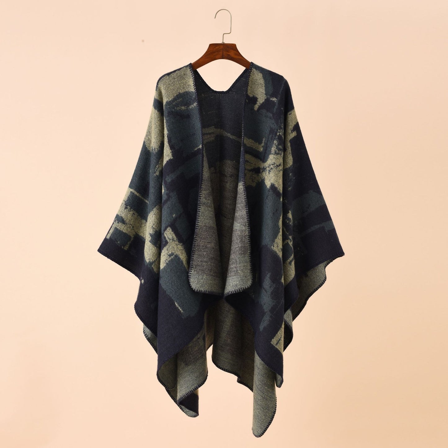 Irregular Geometric Check Pattern Imitation Cashmere Big Shawl