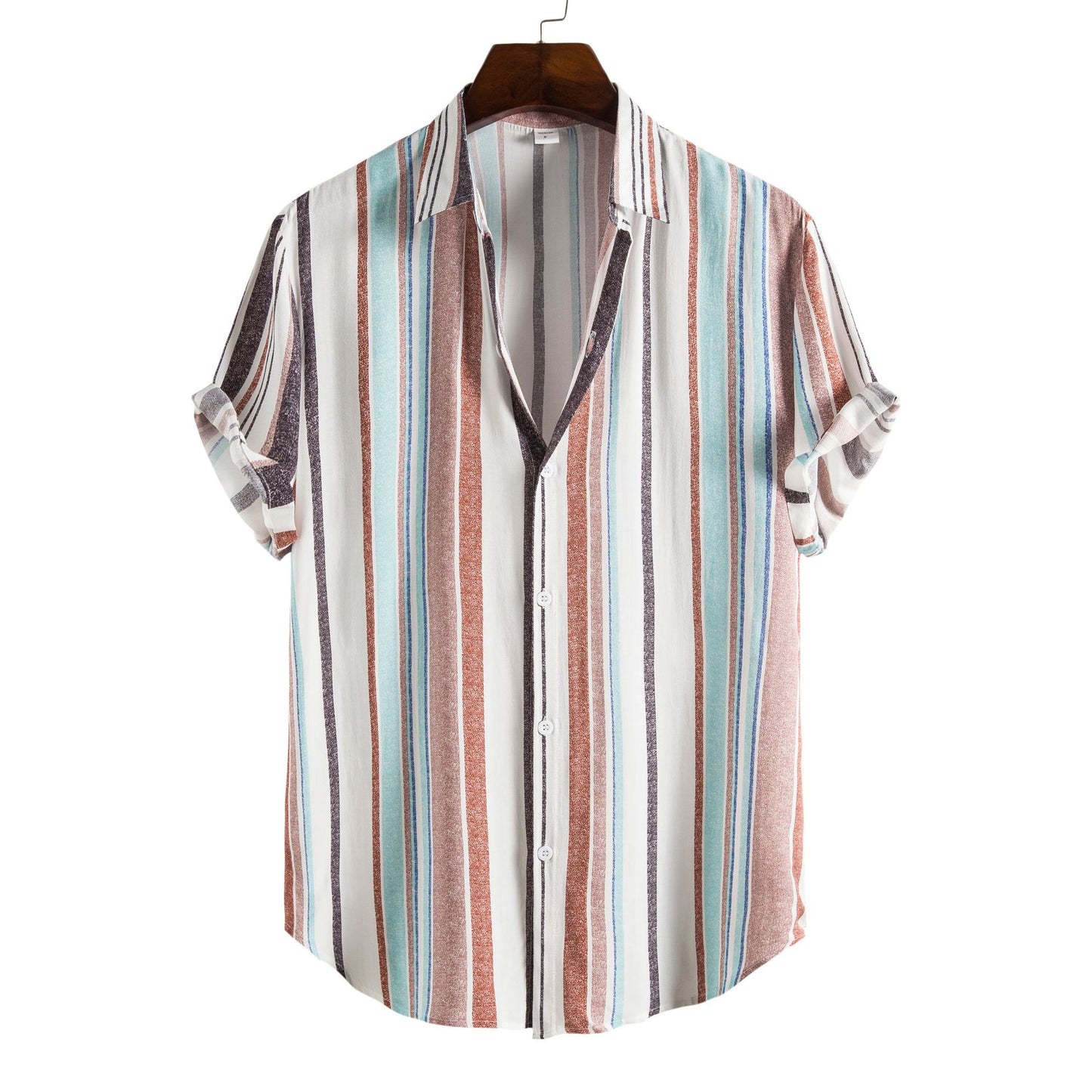 Lapel Cotton Slim-fit Printed Bamboo Shirt
