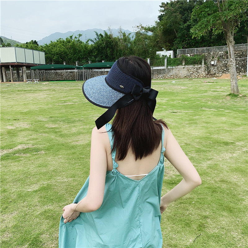 Ribbon Bow Brim Sun Hat Cycling Seaside
