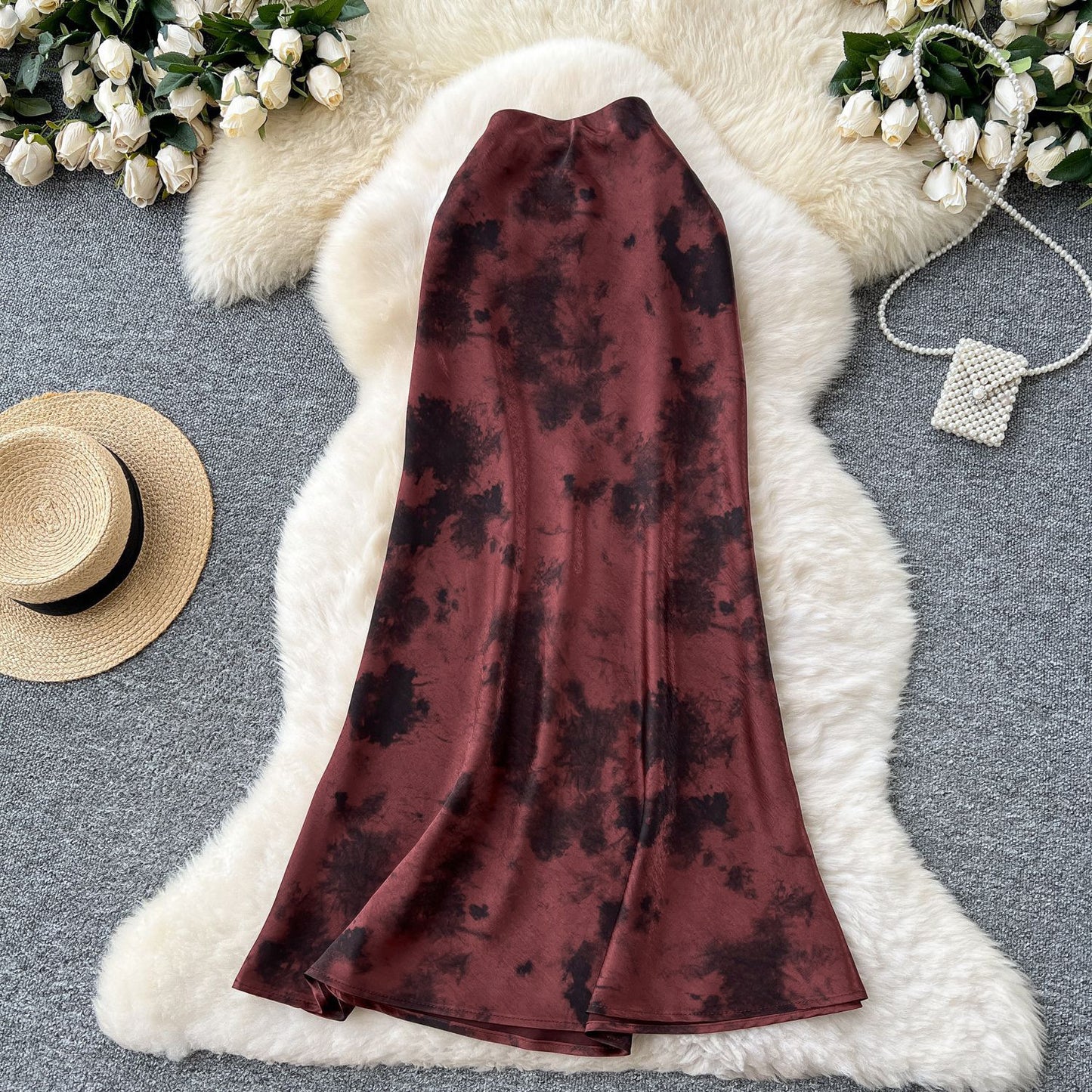 French-style Sophisticated Satin Skirt For Women