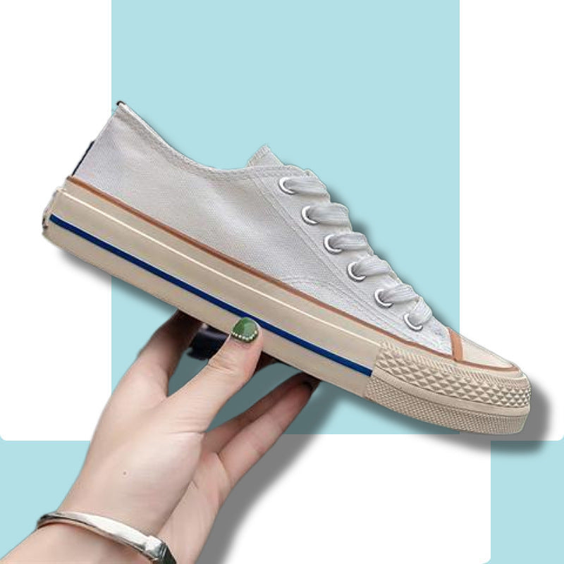 Women's Korean Style Low Top Student White Canvas Shoes