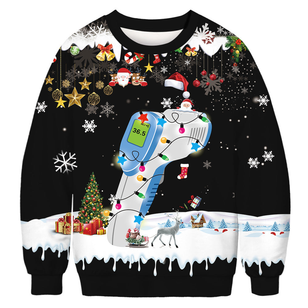 Digital Printing Women's Casual Tide Brand Round Neck Sweater Autumn Couple Pullover