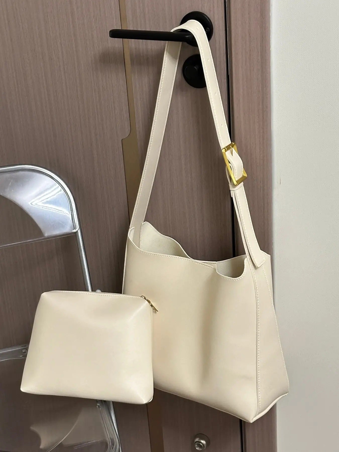 New Fashion All-match Bucket Large Capacity Simple Casual Two-piece Suit Shoulder Messenger Bag