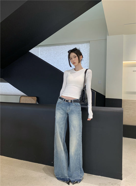 retro jeans women low waist loose