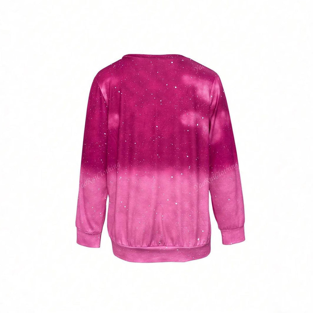 Dame Afslappet Løs Rundhalset Sweater med Skuldervidde