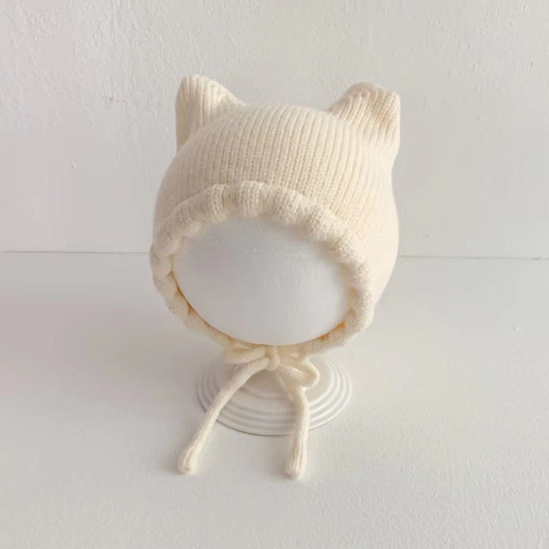 Double Angle Cute Earflaps Baby Woolen Cap Knitted Hat
