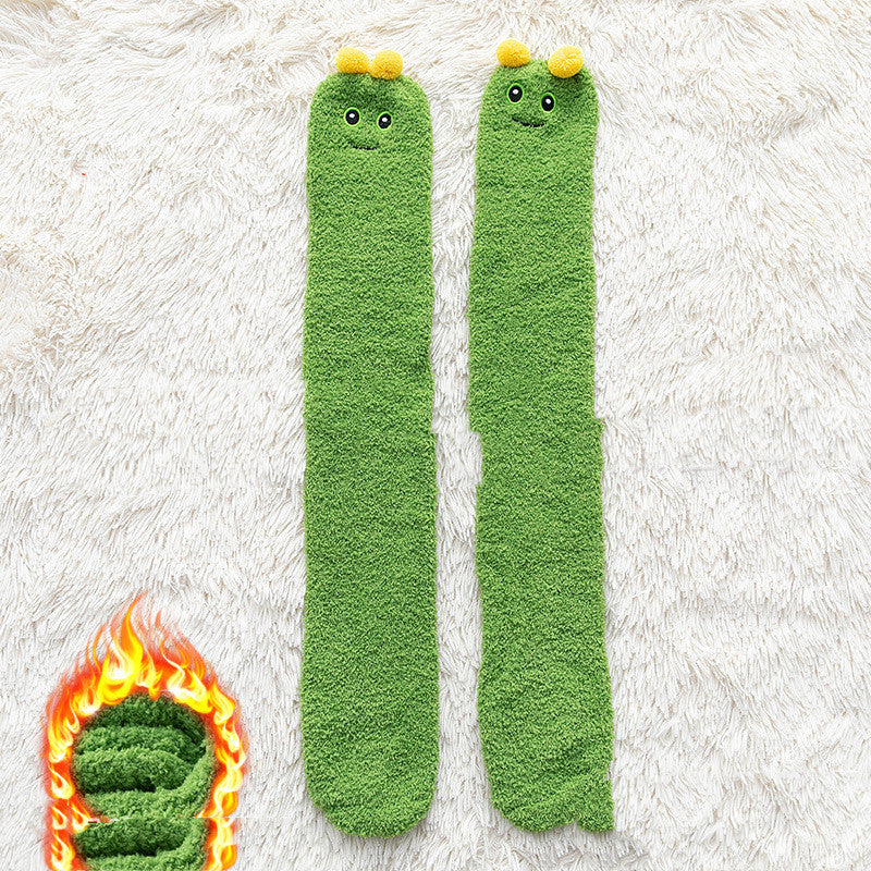 Coral Velvet Calf Socks Female Cartoon Lovely