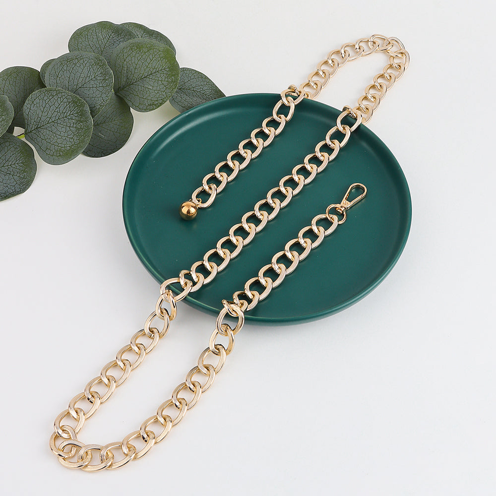 Metallic Hollowed-out Texture Gold Women's Waist Chain With Retro Single Loop Body Chain With Blouse Dress Sexy Waist Accessories